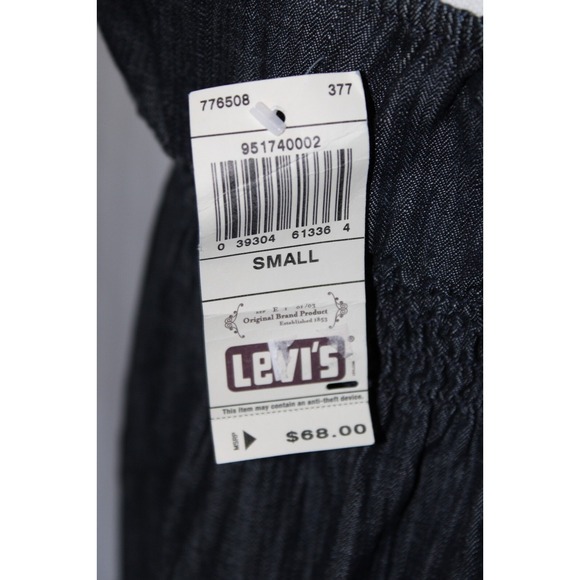 Vintage Levis Dark Blue Denim Ruffled Summer 100% Cotton Dress Sz S NWT! - Picture 4 of 5